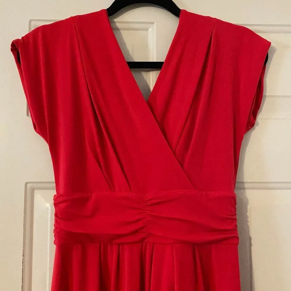 NWT IMAN V Neck Sleeveless Red Maxi Dress & Matching Headband Women Size SP